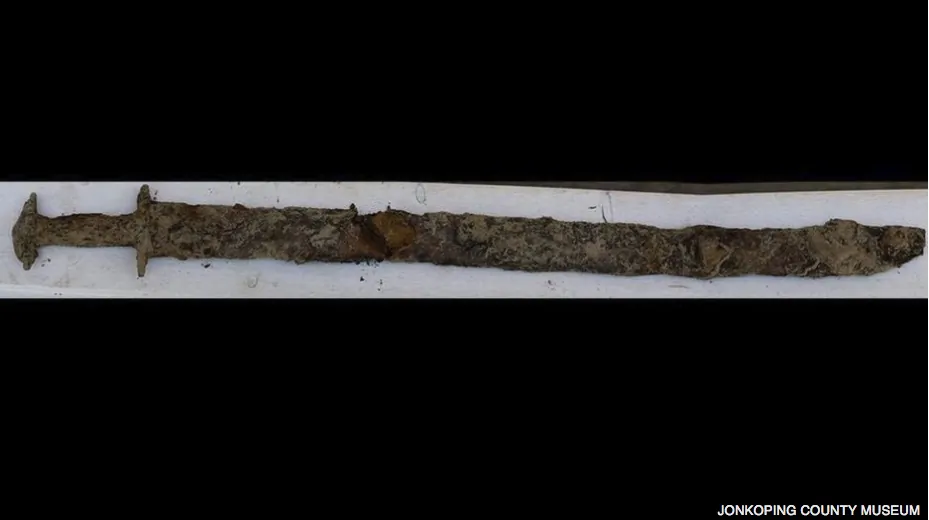 Experts have described the 1,500-year-old relic as spectacular, saying that it was "about 85 centimeters long, and there is also preserved wood and metal around it.” (Jonkopings Lans Museum)