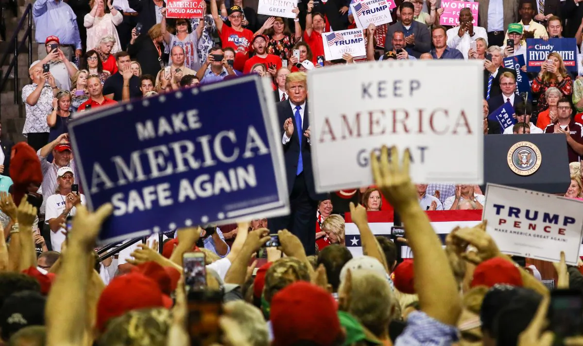 President Donald Trump at a Make America Great Again rally in Southaven, Miss., on Oct. 2, 2018. (Charlotte Cuthbertson/The Epoch Times)