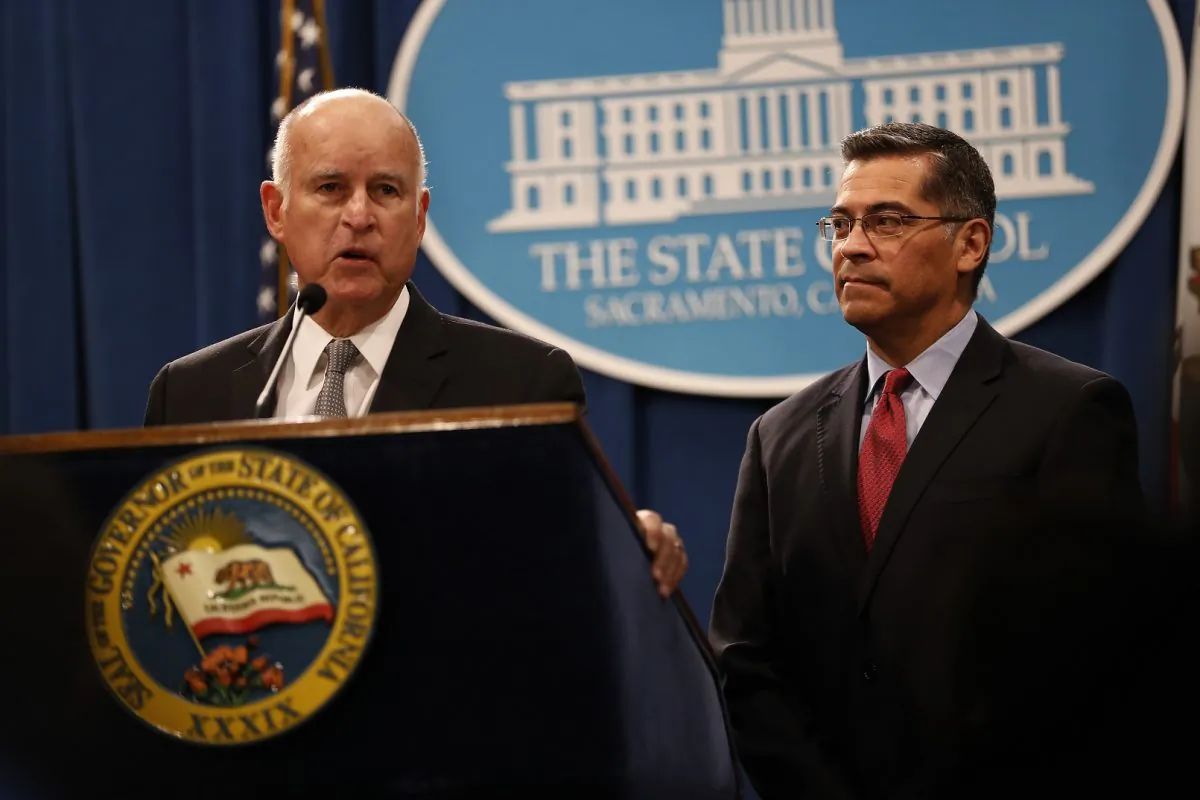 California Governor Jerry Brown speaks during a press conference at the California State Capitol in Sacramento, California, on March 7, 2018. (Stephen Lam/Getty Images)