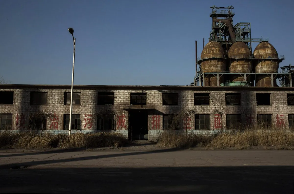 A general view of buildings in the abandoned Qingquan Steel plant, which closed in 2014 and became one of several so-called zombie factories, in Tangshan, China, on Jan. 26, 2016. (Kevin Frayer/Getty Images)