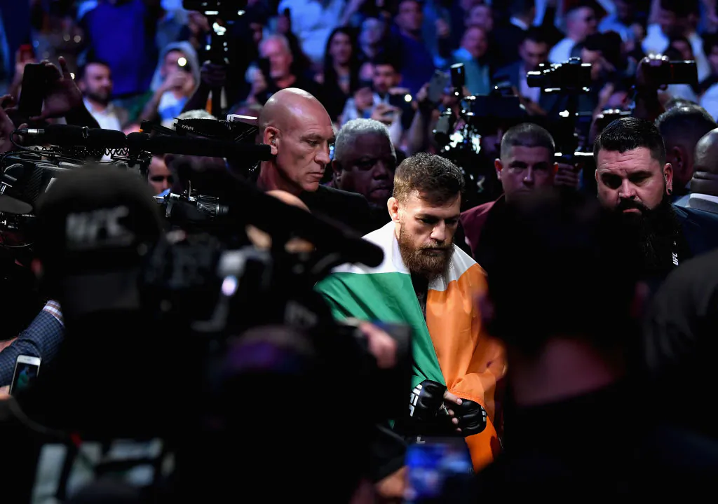 Conor McGregor of Ireland enters the arena before competing against Khabib Nurmagomedov of Russia in their UFC lightweight championship bout during the UFC 229 event inside T-Mobile Arena on Oct. 6, 2018, in Las Vegas. (Harry How/Getty Images)