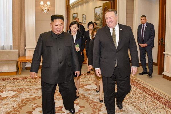 Secretary of State Michael R. Pompeo and Chairman Kim Jong Un of the Democratic People's Republic of Korea attend a working lunch.