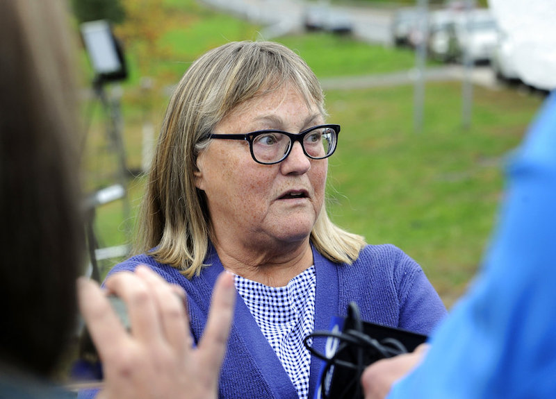 Barbara Douglas talks to reporters