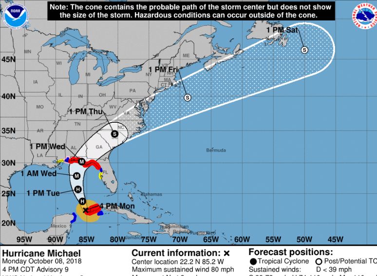 hurricane michael cone
