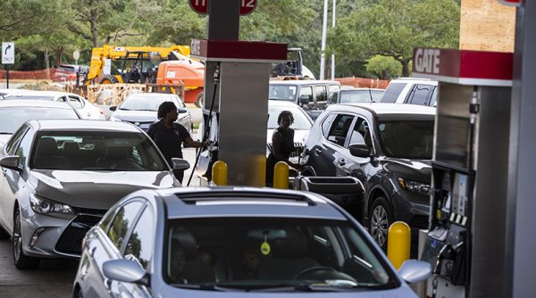 Drivers line up for gasoline