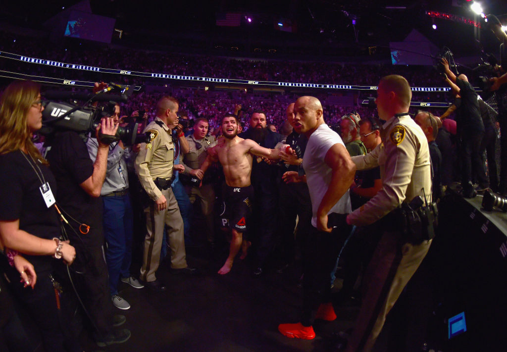 Khabib escorted out of the arena