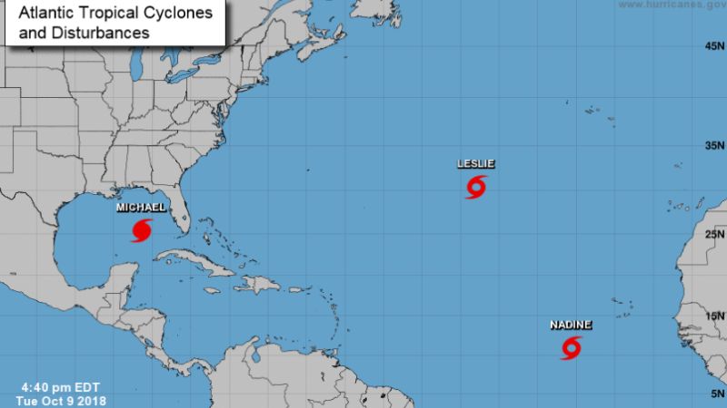 leslie michael nadine sergio are getting nhc warnings