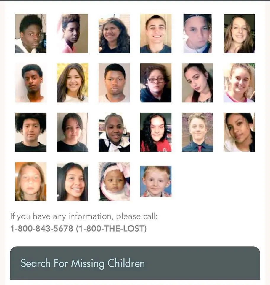 A composite image of missing children from a campaign by the National Center for Missing and Exploited Children (NCMEC/Facebook)