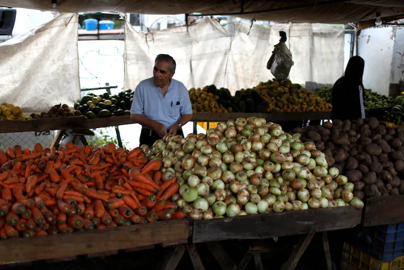 A man shops at a vegetable and fruit stall at a street market in Caracas, Venezuela October 8, 2018. (Reuters/Marco Bello)