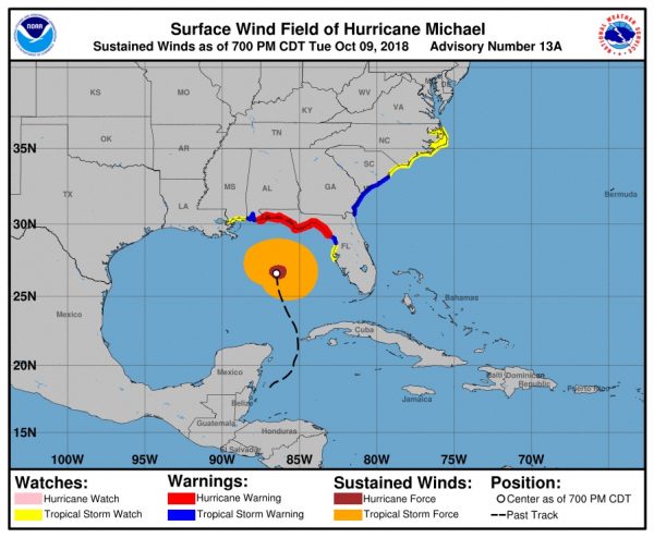 Surface wind field of Hurricane Michael