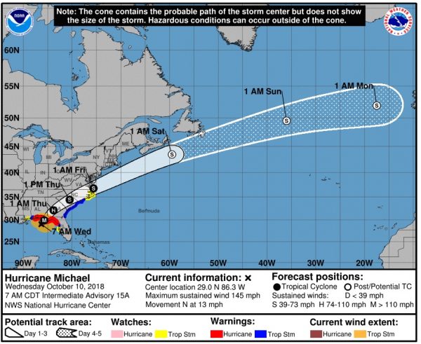 Hurricane Michael forecast cone