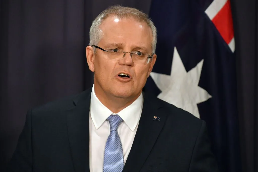 Australia's Prime Minister Scott Morrison speaks at a press conference in Canberra on Aug. 24, 2018. (Saeed Khan/AFP/Getty Images)