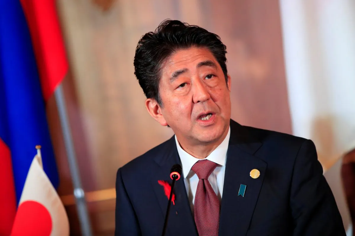Japanese Prime Minister Shinzo Abe attends the joint news conference of the Japan-Mekong Summit Meeting at the Akasaka Palace State Guest House in Tokyo on Oct. 9, 2018. (Franck Robichon/Reuters)