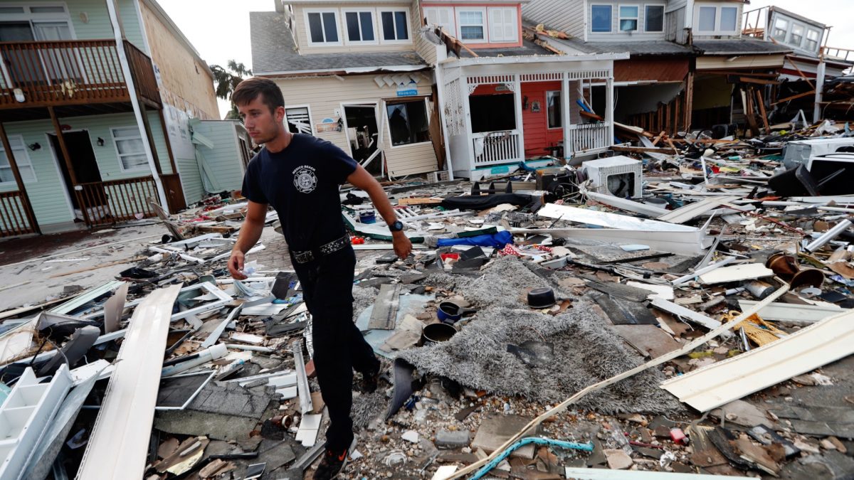 Firefighter performs door search Hurricane Michael