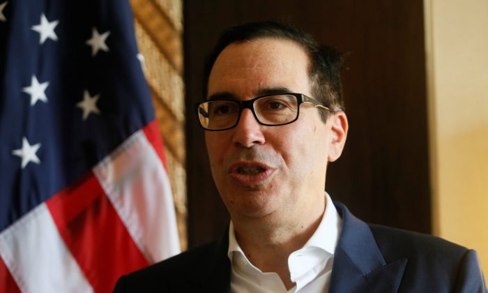 U.S. Secretary of Treasury Steven Mnuchin speaks during an interview with Reuters at the International Monetary Fund World Bank Annual Meeting in Nusa Dua, Bali, Indonesia, on Oct. 12, 2018. (Johannes P. Christo/Reuters)