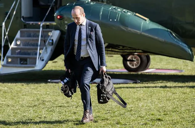 Senior adviser to the president, Stephen Miller returns to the White House, on April 5, 2018, after an event in West Virginia. (Samira Bouaou/The Epoch Times)