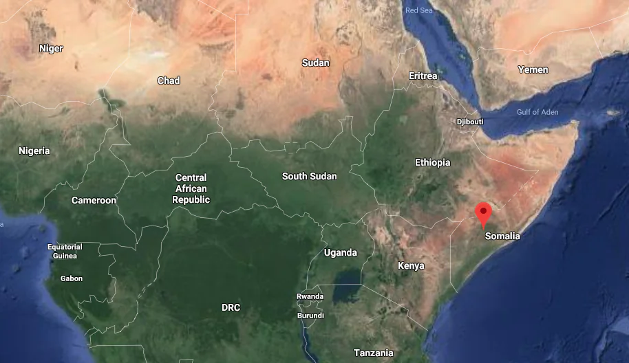 A suicide bomber detonated in a restaurant in the Somali town of Baidoa and another blast struck a hotel nearby, leaving at least 16 people dead and more than 30 wounded, authorities said Oct. 13, 2018. (Screenshot/Google maps)