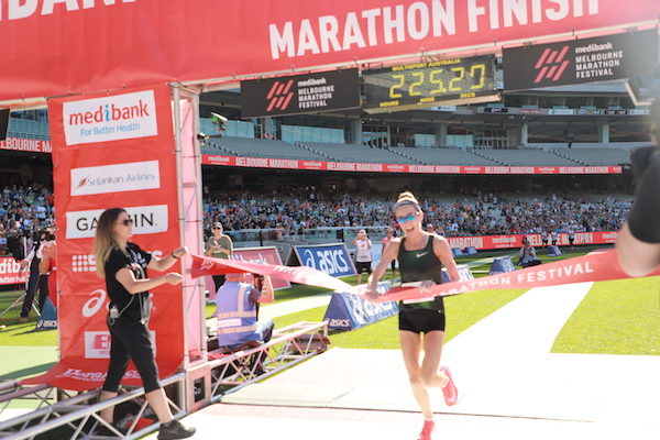Sinead Diver at the finish line