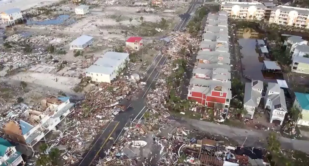 Debris strewn over streets in Mexico Beach, October 11. (Duke Energy/via Reuters)