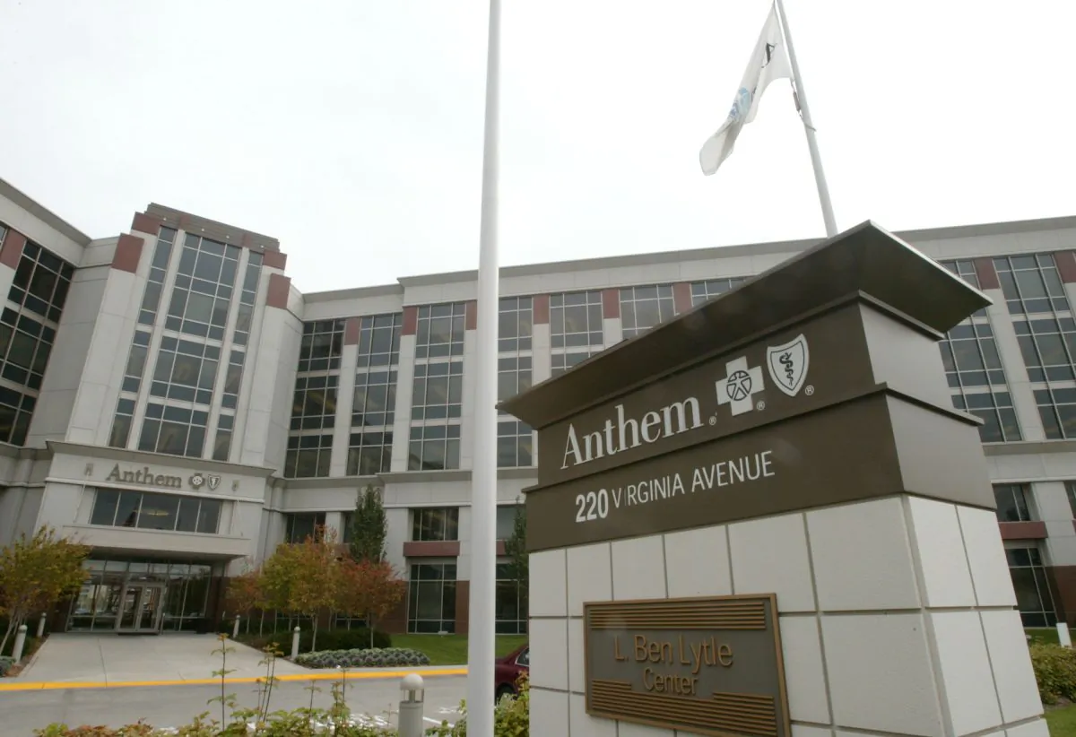 The headquarters of Blue Cross Blue Shield health insurer Anthem in Indianapolis on Oct. 27, 2003. (A.J. Mast/Getty Images)