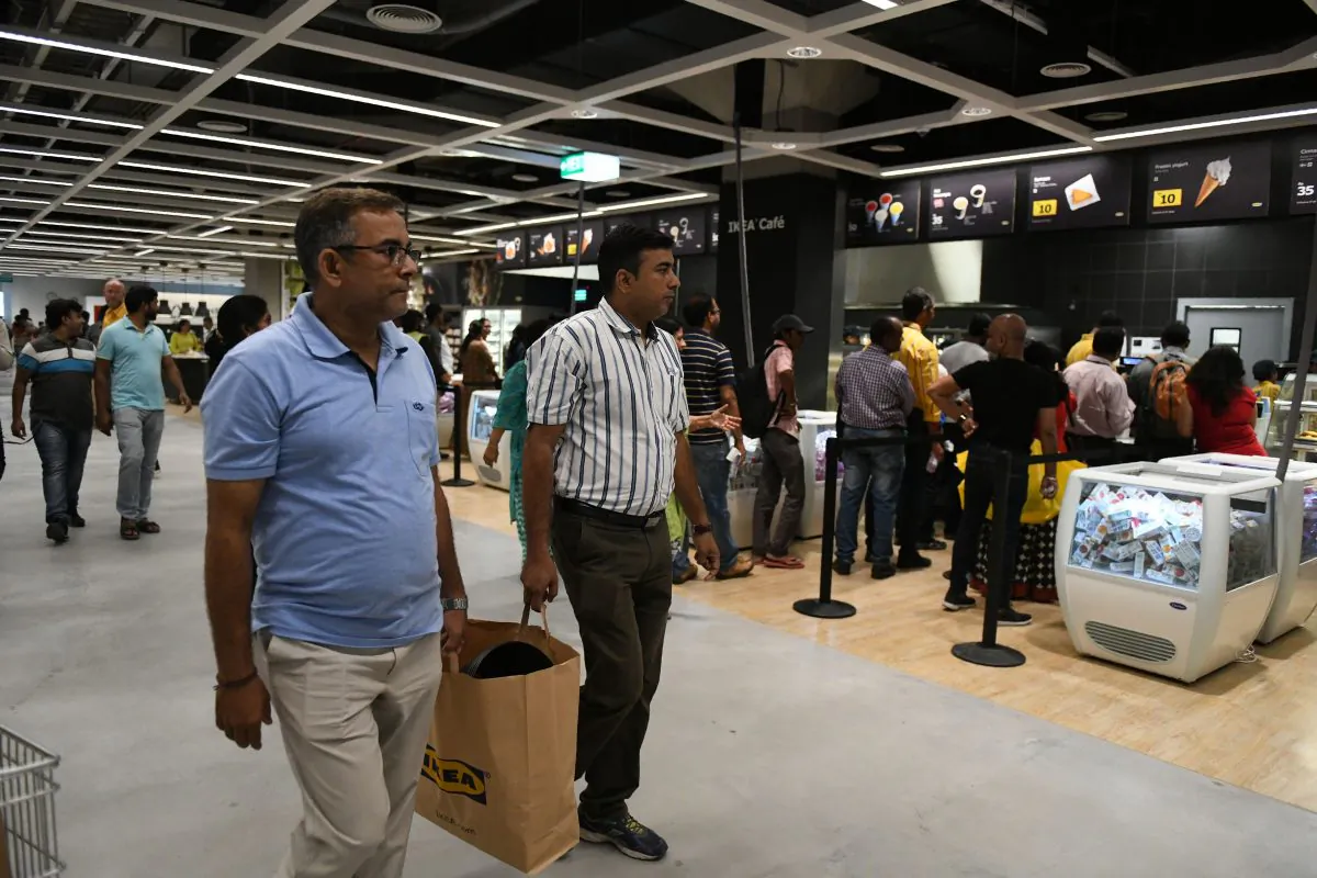 Indian customers purchase items at the new IKEA store in Hyderabad on Aug. 9, 2018. (NOAH SEELAM/AFP/Getty Images)
