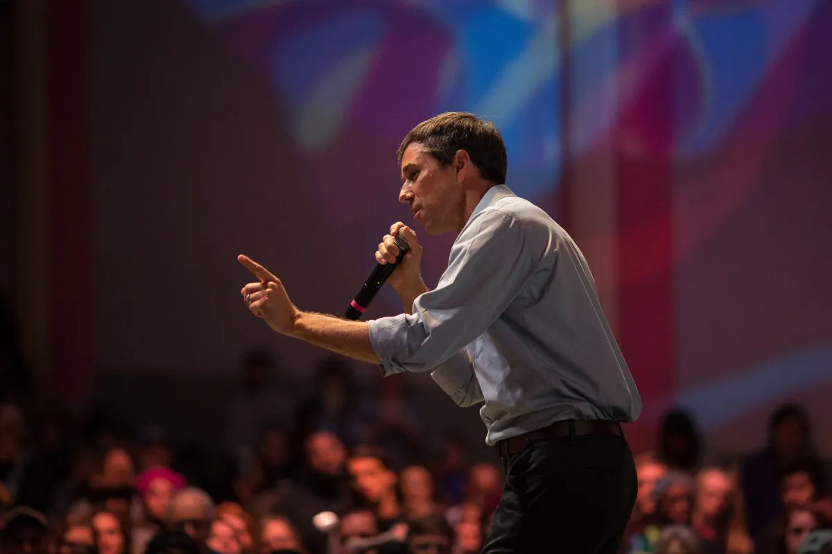 Rep. Beto O'Rourke (D-Texas) addresses supporters during a Senate race campaign rally in Fort Worth, Texas, on Oct. 20, 2018. (LOREN ELLIOTT/AFP/Getty Images)
