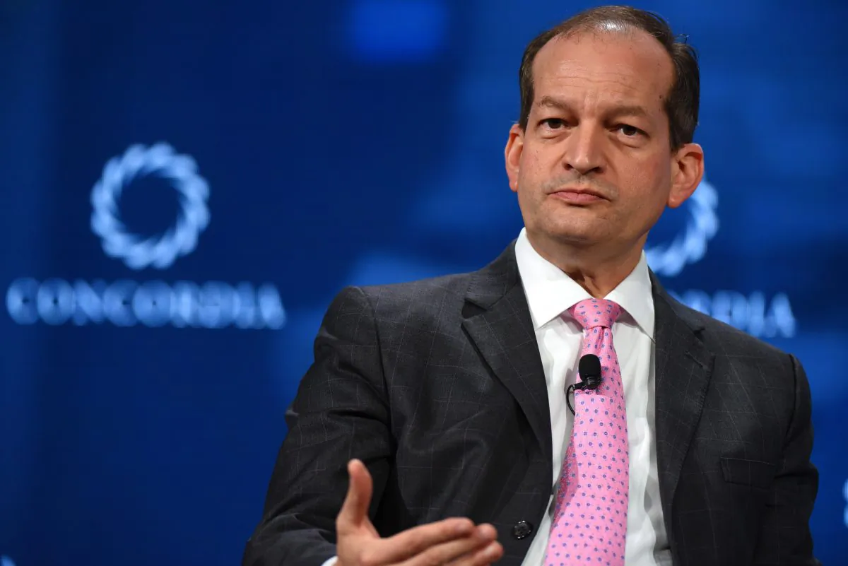 Secretary of the U.S. Department of Labor Alexander Acosta speaks onstage during the 2018 Concordia Annual Summit in New York City on Sept. 25, 2018 (Riccardo Savi/Getty Images for Concordia Summit)