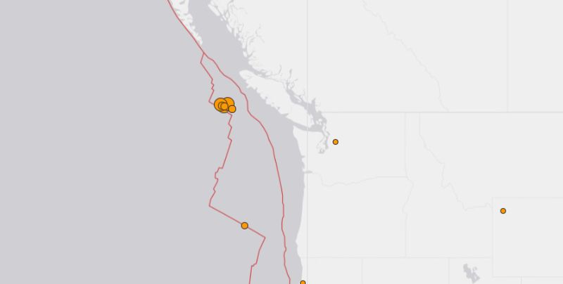 earthquaks hit off bc canada today