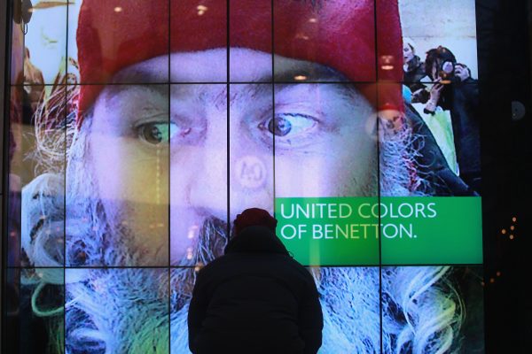 benetton logo seen on store window