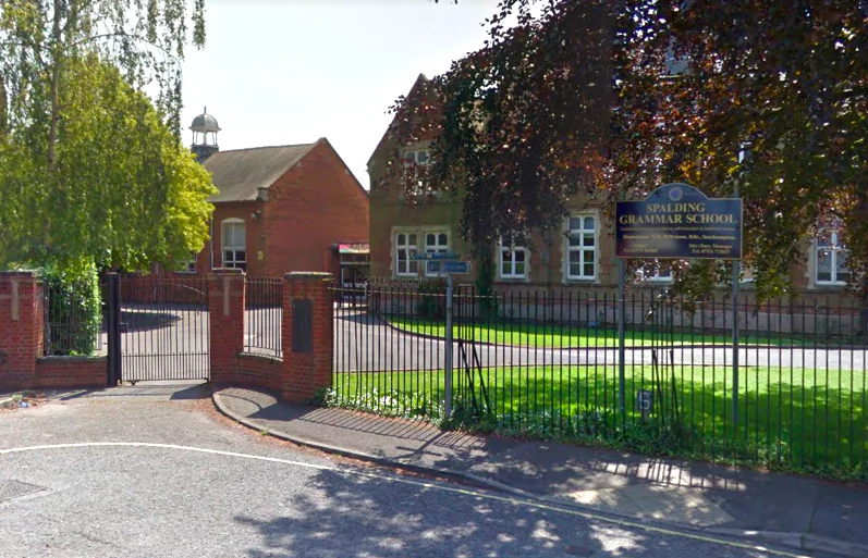 Spalding Grammar School as seen on Google Maps. A teen was suspended for creatively protesting a school's ban on large bags, after he used a microwave to carry his books to school. (Screenshot/Google Maps)