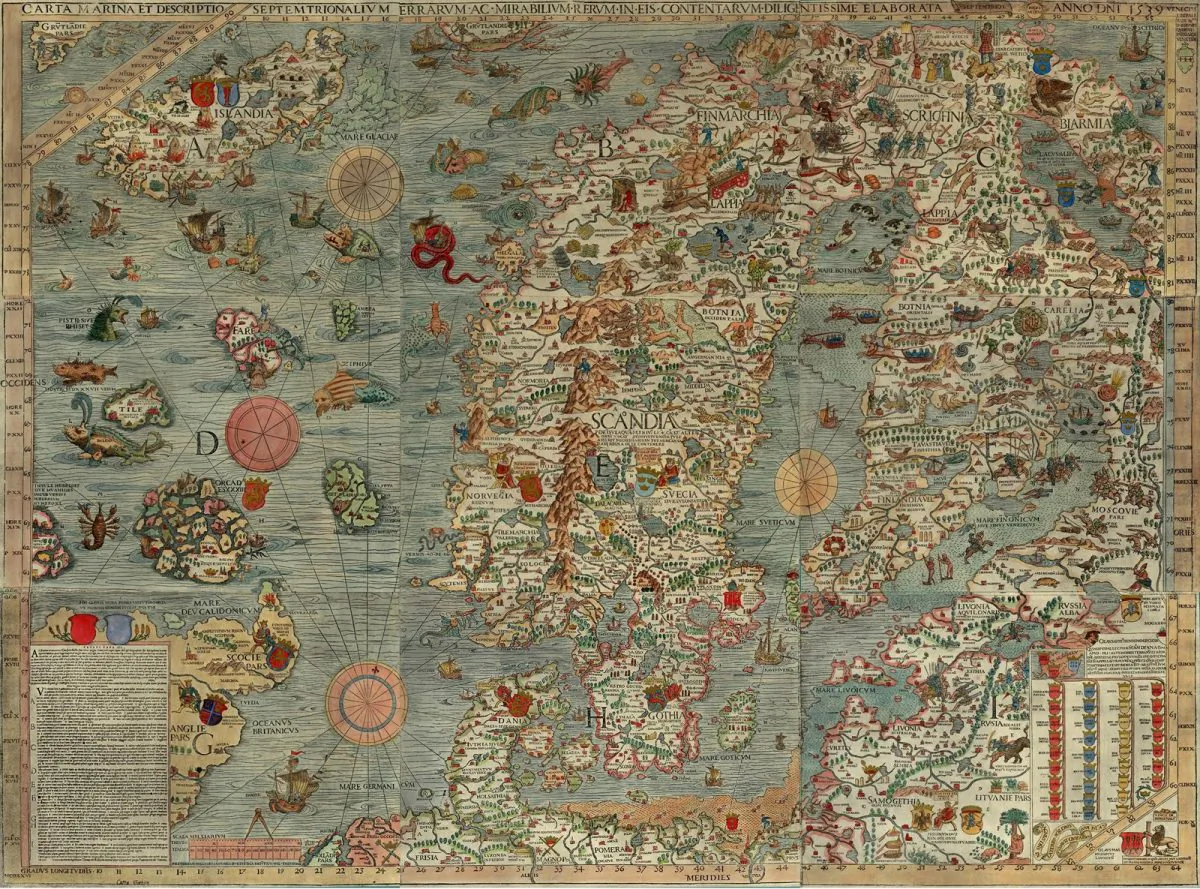 Myths have always provided us a way to map the unknown. A detail from the Lenox Globe, the second or third oldest terrestrial globe, believed to be created in 1510. (Public Domain)