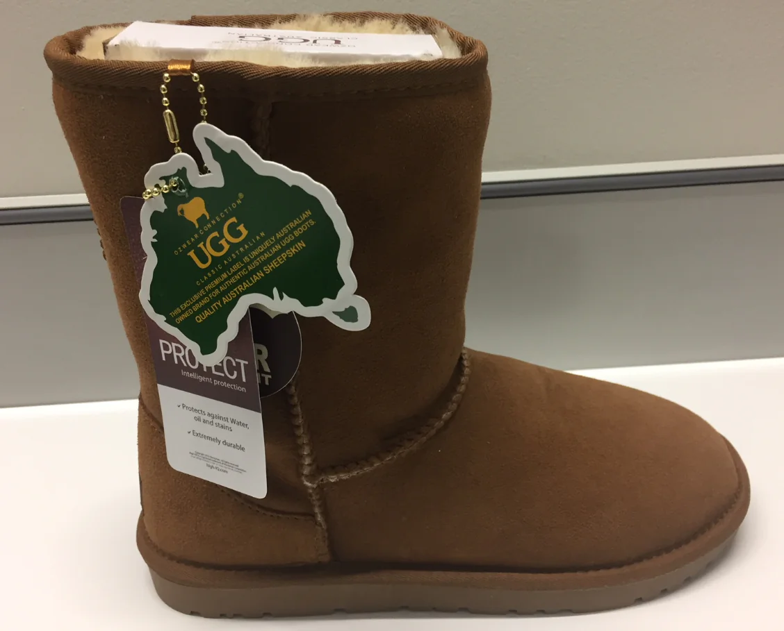 A sample of Ozwear’s product with a map of Australia tag. (ACCC)