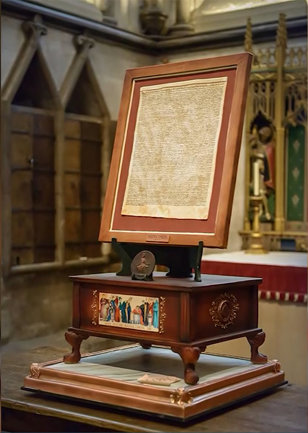 This copy of the Magna Carta is in in Salisbury Cathedral