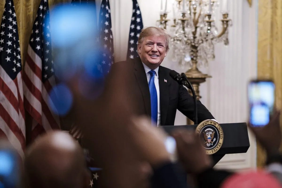 President Donald Trump addresses young black conservative leaders from across the country as part of the 2018 Young Black Leadership Summit in the East Room of the White House in Washington on Oct. 26, 2018. (Pete Marovich/Getty Images)