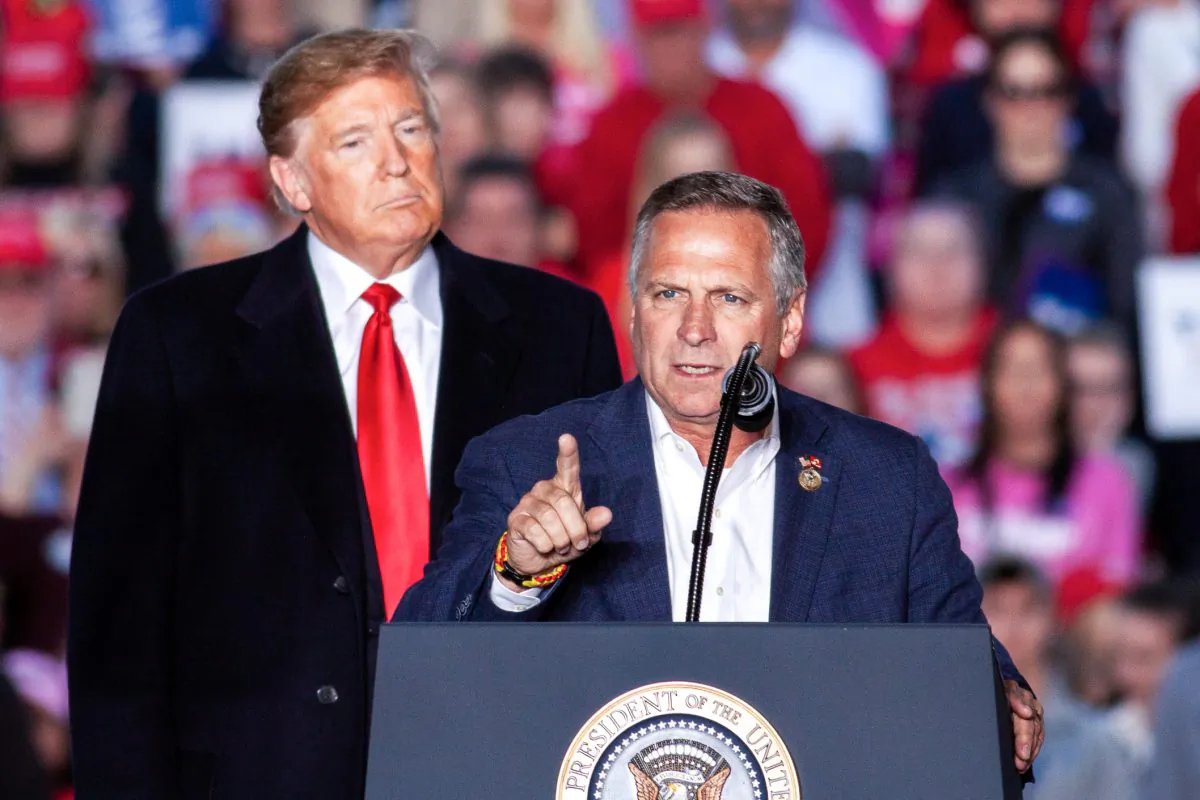 Rep. Michael Bost (R-Ill.) speaks at President Donald Trump's Make America Great Again rally in Murphysboro, Ill., on Oct. 27, 2018. (Hu Chen/The Epoch Times)