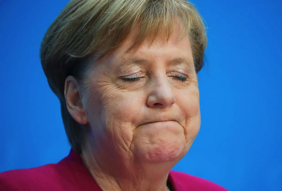 German Chancellor Angela Merkel reacts as she at a news conference following the Hesse State election in Berlin, on Oct. 29, 2018. (Hannibal Hanschke/Reuters)