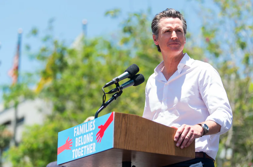Gavin Newsom attends 'Families Belong Together  - Freedom for Immigrants March Los Angeles' at Los Angeles City Hall on June 30, 2018 in Los Angeles, California.  (Photo by Emma McIntyre/Getty Images for Families Belong Together LA)