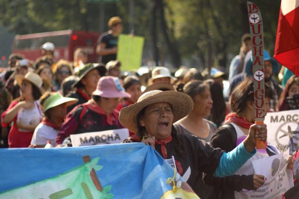 Hundreds marched against the construction of the new airport in Mexico City.