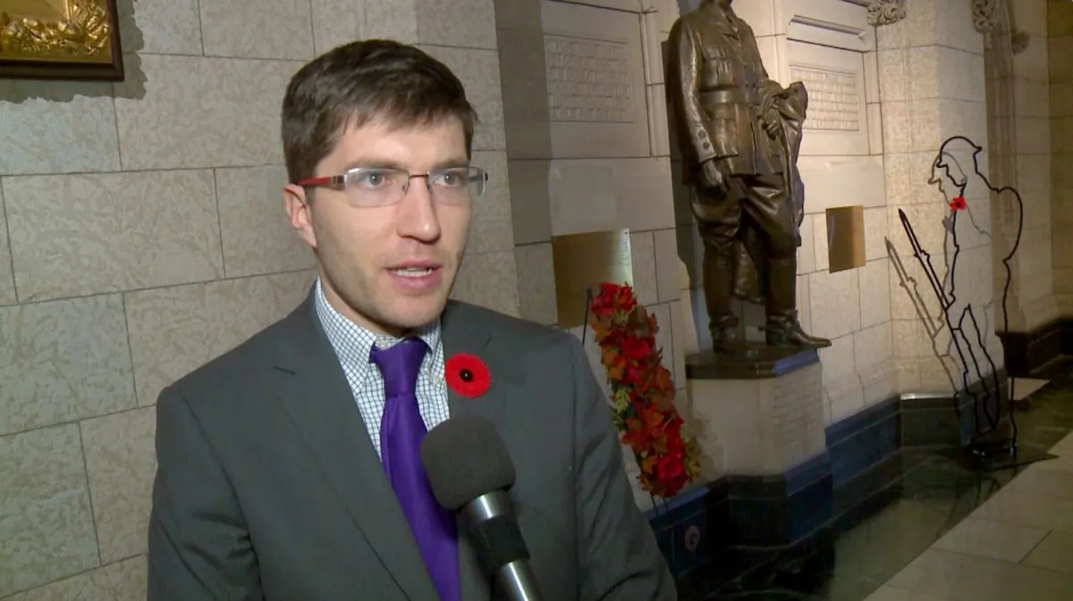 Canadian MP Garnett Genuis speaks about the organ trafficking bill on Parliament Hill, Ottawa, on Oct. 30, 2018. (NTD Television)