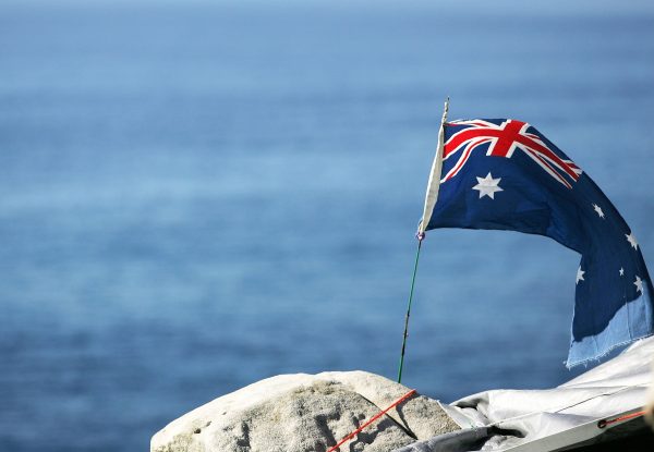 An Australian flag on the coast of Tasman Sea in Australia in this file photo.