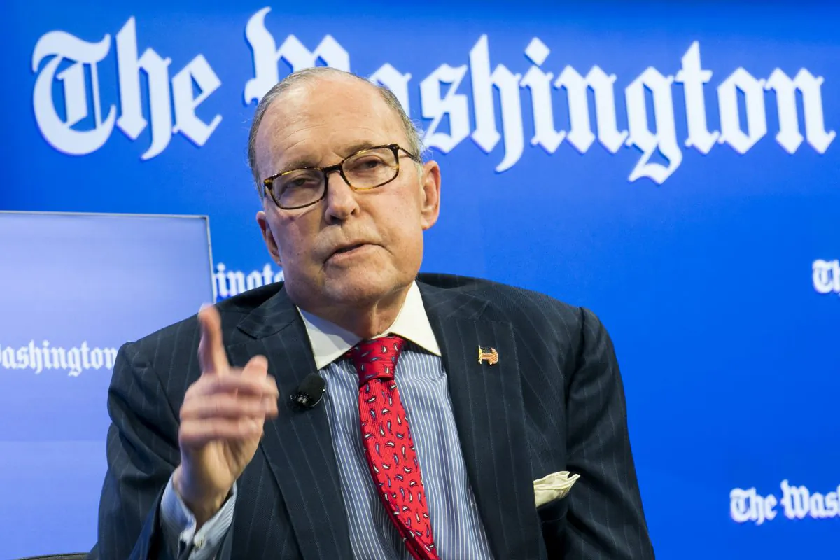 Larry Kudlow, Director of the U.S. National Economic Council speaks at the Washington Post “The State of Small Business” event in Washington on Nov. 1, 2018 (Kris Tripplaar for The Washington Post)