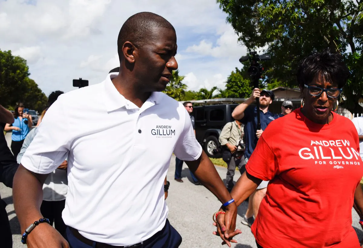 Democratic Candidate for Florida Governor, Mayor Andrew Gillum with his mother Frances Gillum in Richmond Heights, Fla., on Nov. 1, 2018. (Michelle Eve Sandberg/AFP/Getty Images)