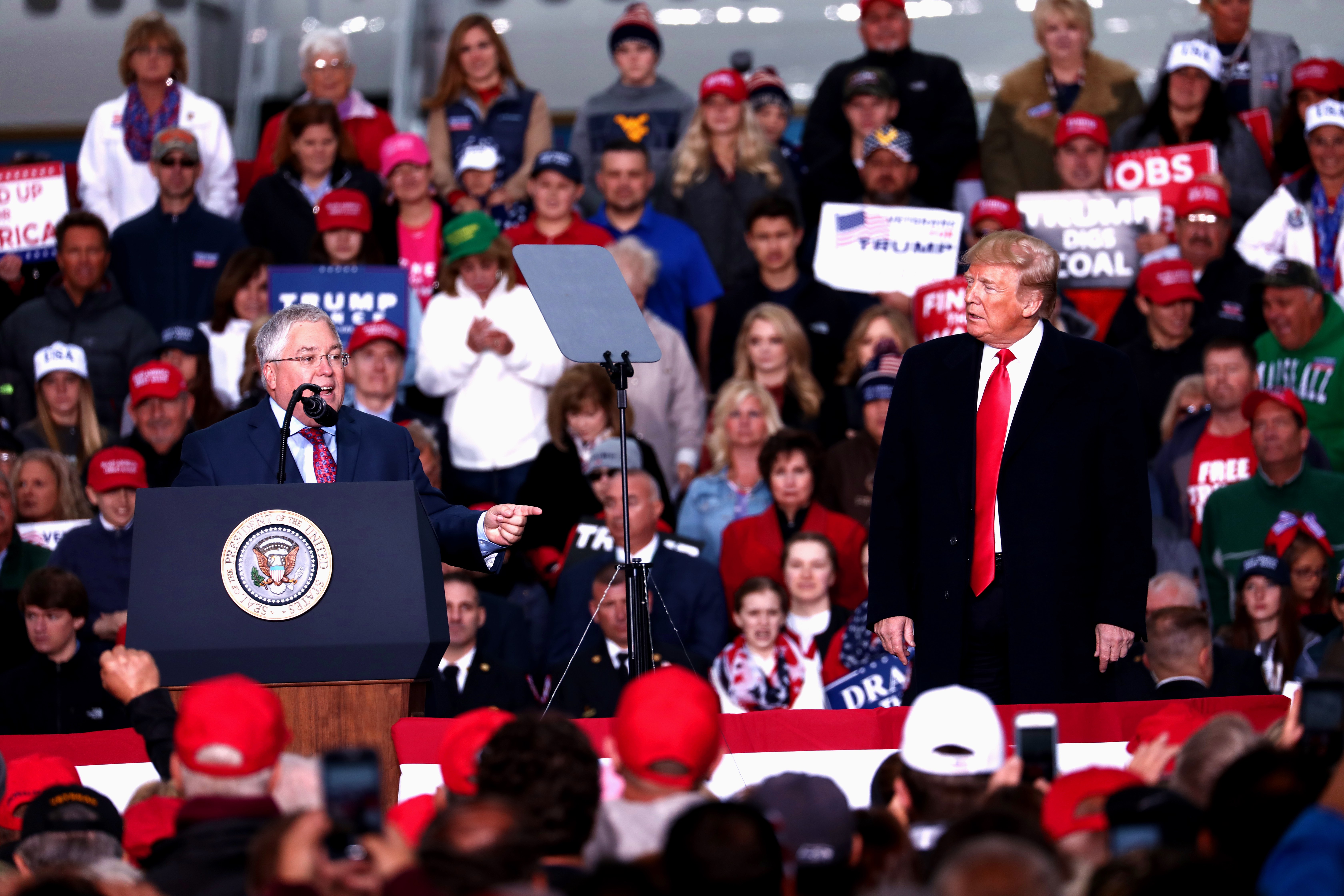GOP Senate candidate Patrick Morrisey and President Donald Trump