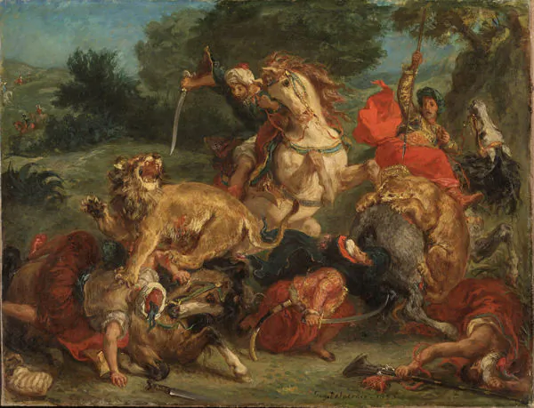 Lion Hunt by Eugène Delacroix. (Nationalmuseum)