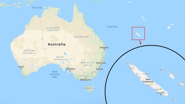 New Caledonia on a map