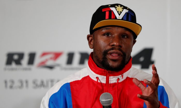 Undefeated boxer Floyd Mayweather Jr. of the U.S. attends a news conference to announce he is joining Japanese Mixed Martial Arts promotional company Rizin Fighting Federation, in Tokyo, Japan, on Nov. 5, 2018. (Issei Kato/Reuters)