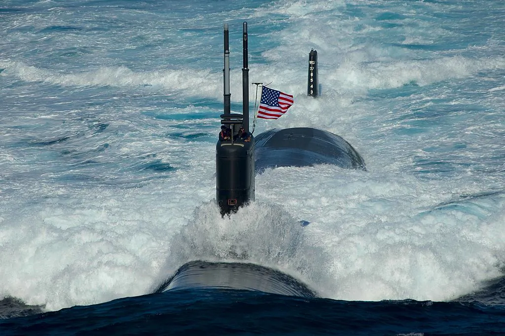 In this handout image provided by the U.S. Navy, the Los Angeles-class attack submarine USS Tuscon (SSN 770) transits the East Sea, Jul. 26, 2010 while leading a 13-ship formation. (Mass Communication Specialist 3rd Class Adam K. Thomas/U.S. Navy via Getty Images)