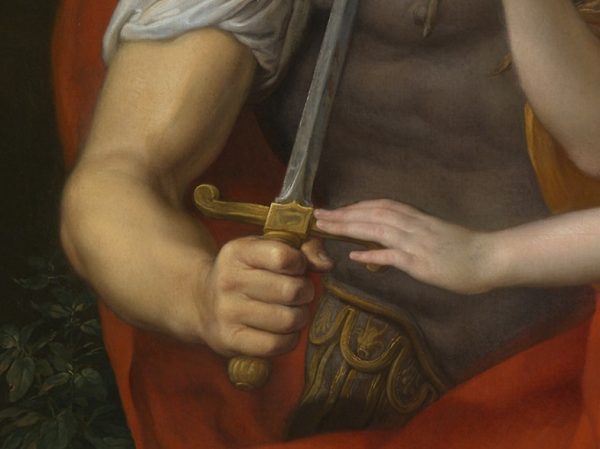 A detail of hands from Peace and War
