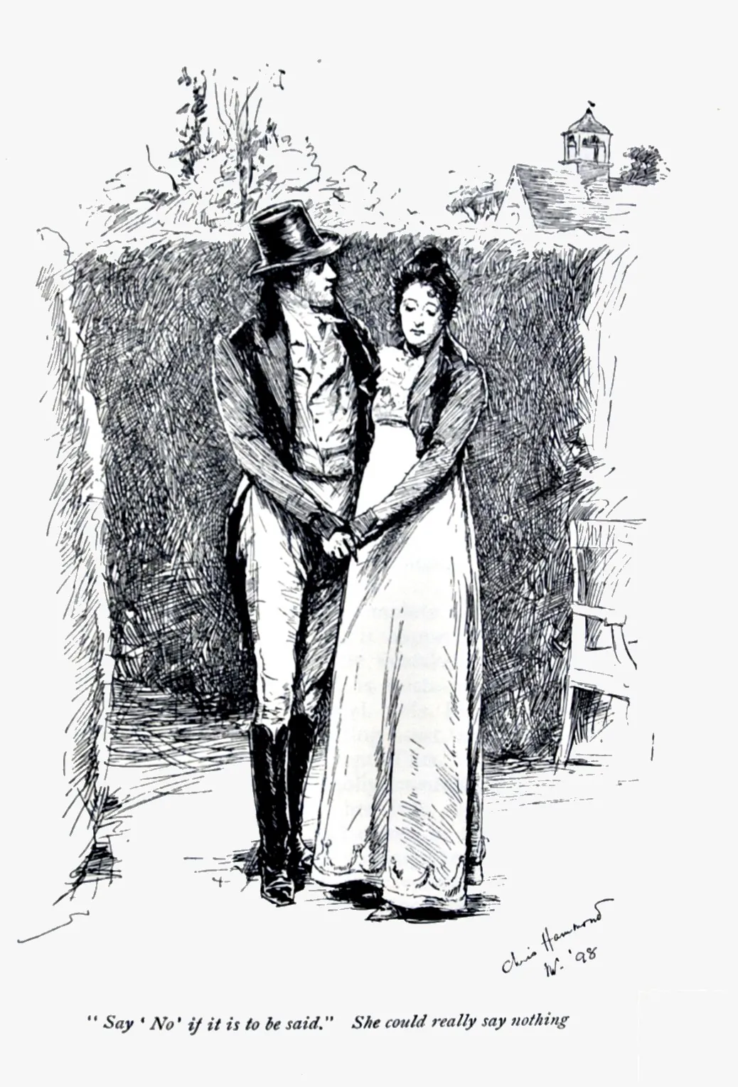 Mr Knightley's proposal to Emma. An illustration by Chris Hammond in the 1898 edition of “Emma.” (Public Domain)