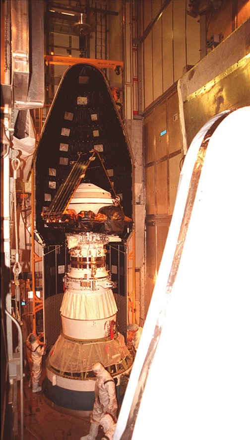 genesis spacecraft inside the rocket before launch
